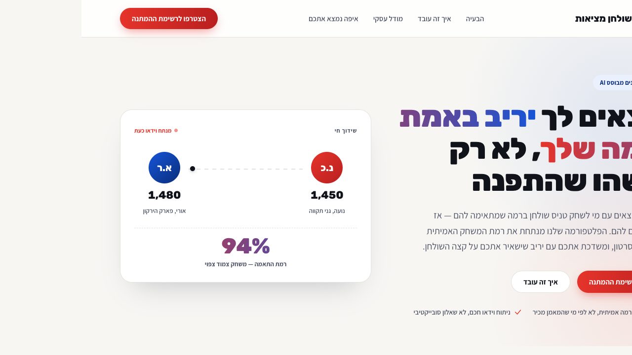 טניס שולחן מציאות